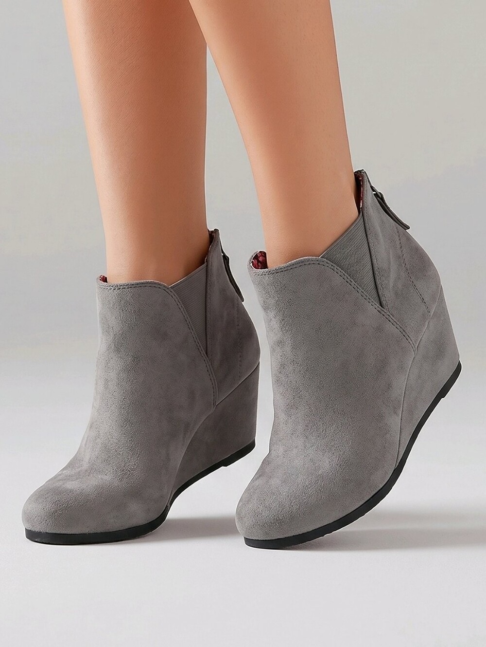 Maurices Gray Wedge Ankle Boots